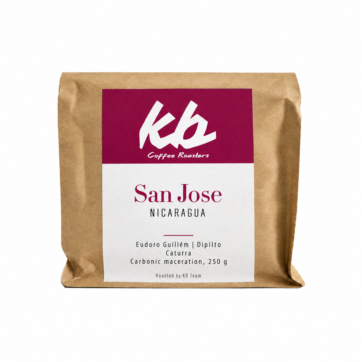 KB Coffee Roasters San José coffee bag on white background