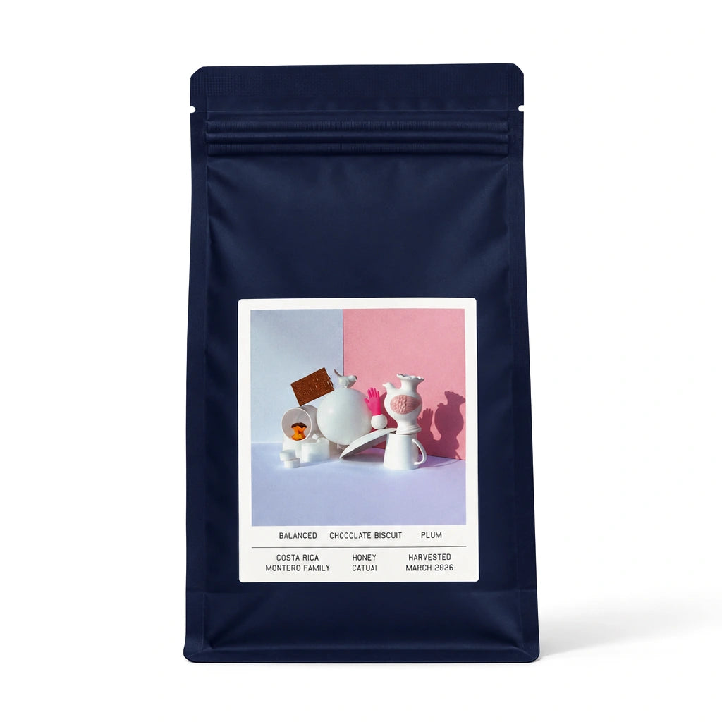 Morgon Coffee Roasters Montero Family Costa Rica Honey coffee bag on white background